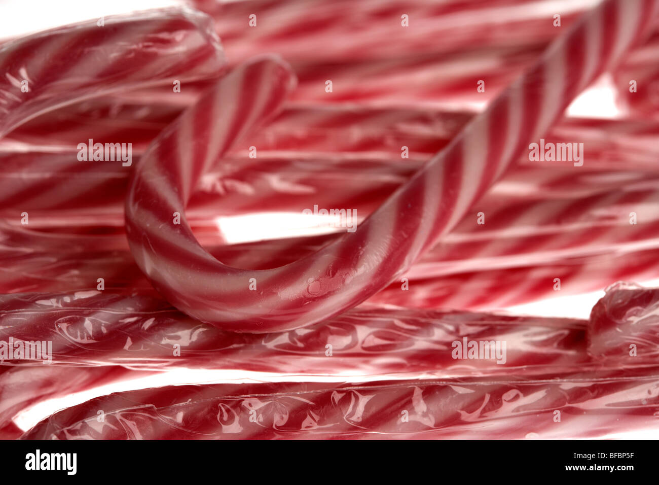 candy canes usually used at christmas as tree decorations Stock Photo
