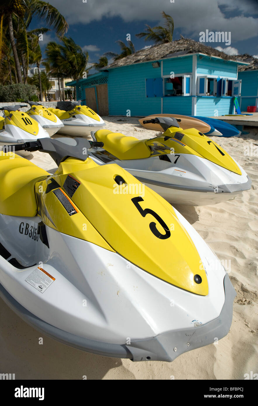 Wave runners on beach, The Bahamas Stock Photo Alamy