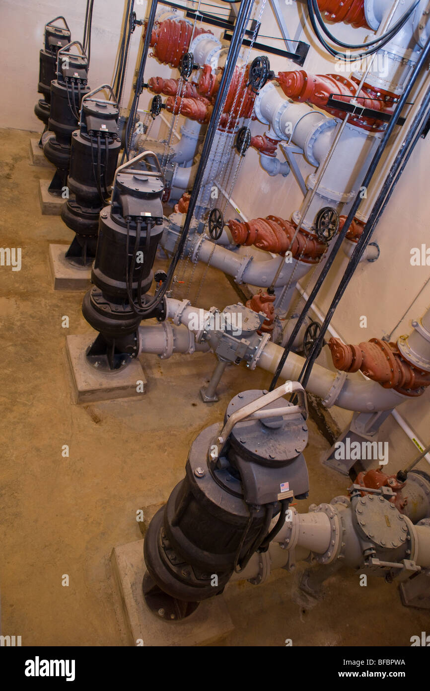 Submersible sewage pumps installed in a dry well Stock Photo Alamy