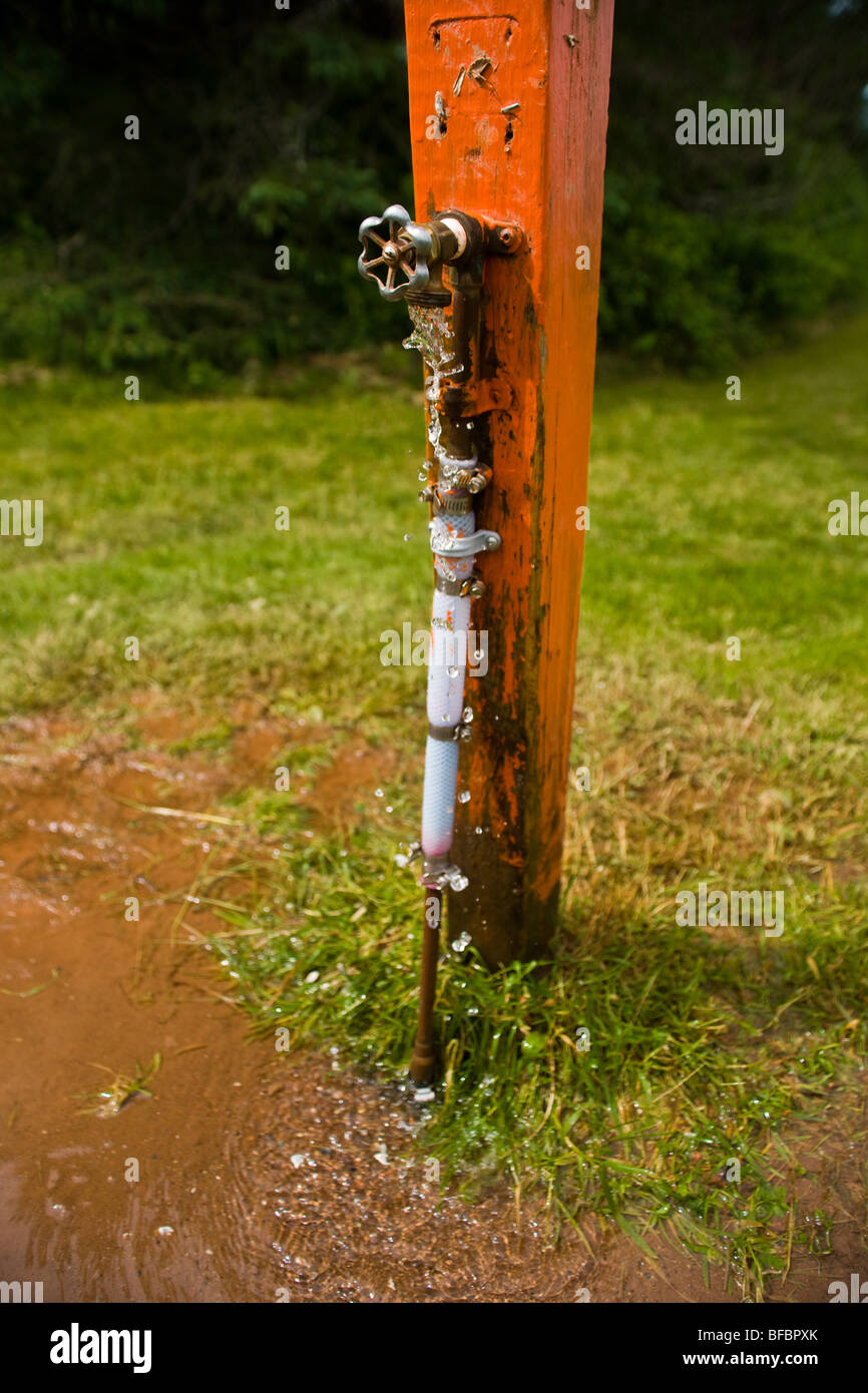 A leaky outdoor water tap Stock Photo Alamy