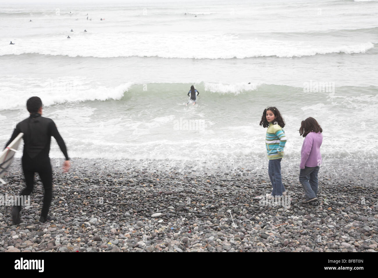 Lima, Peru surfing beach below the cliffs of Miraflores Stock Photo Alamy