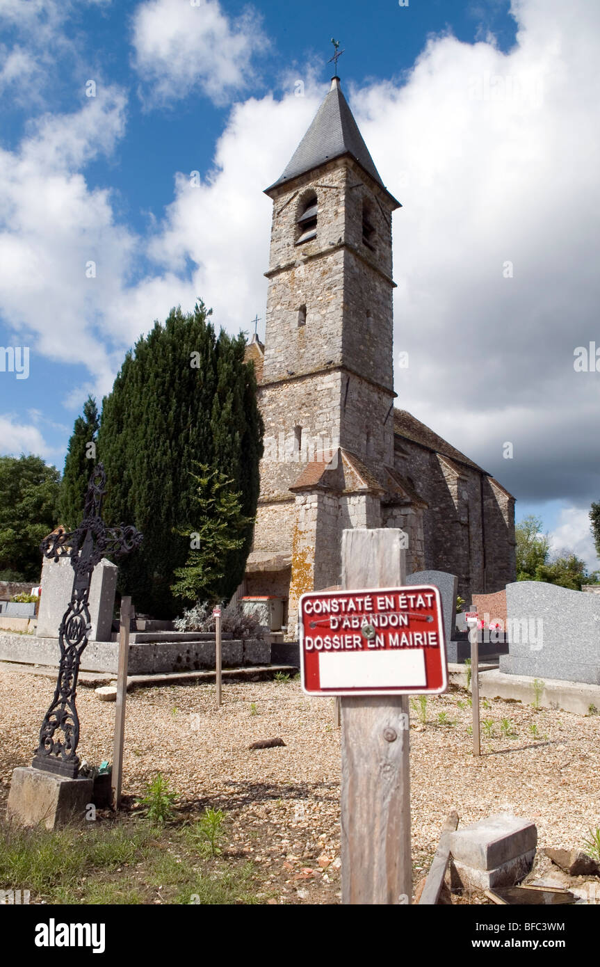 abandoned graves, Saint-Yon church, Essonne, France Stock Photo