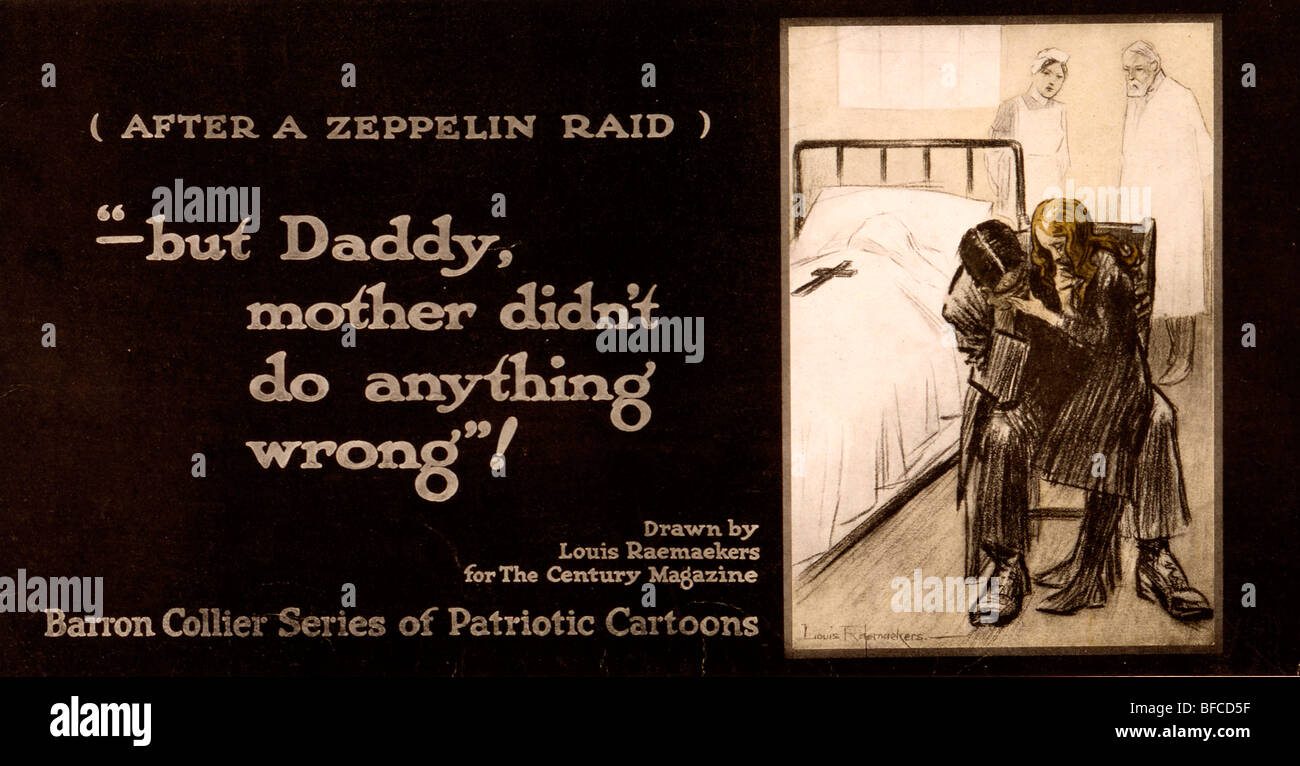 After a zeppelin raid -- 'but Daddy, mother didn't do anything wrong!' Stock Photo