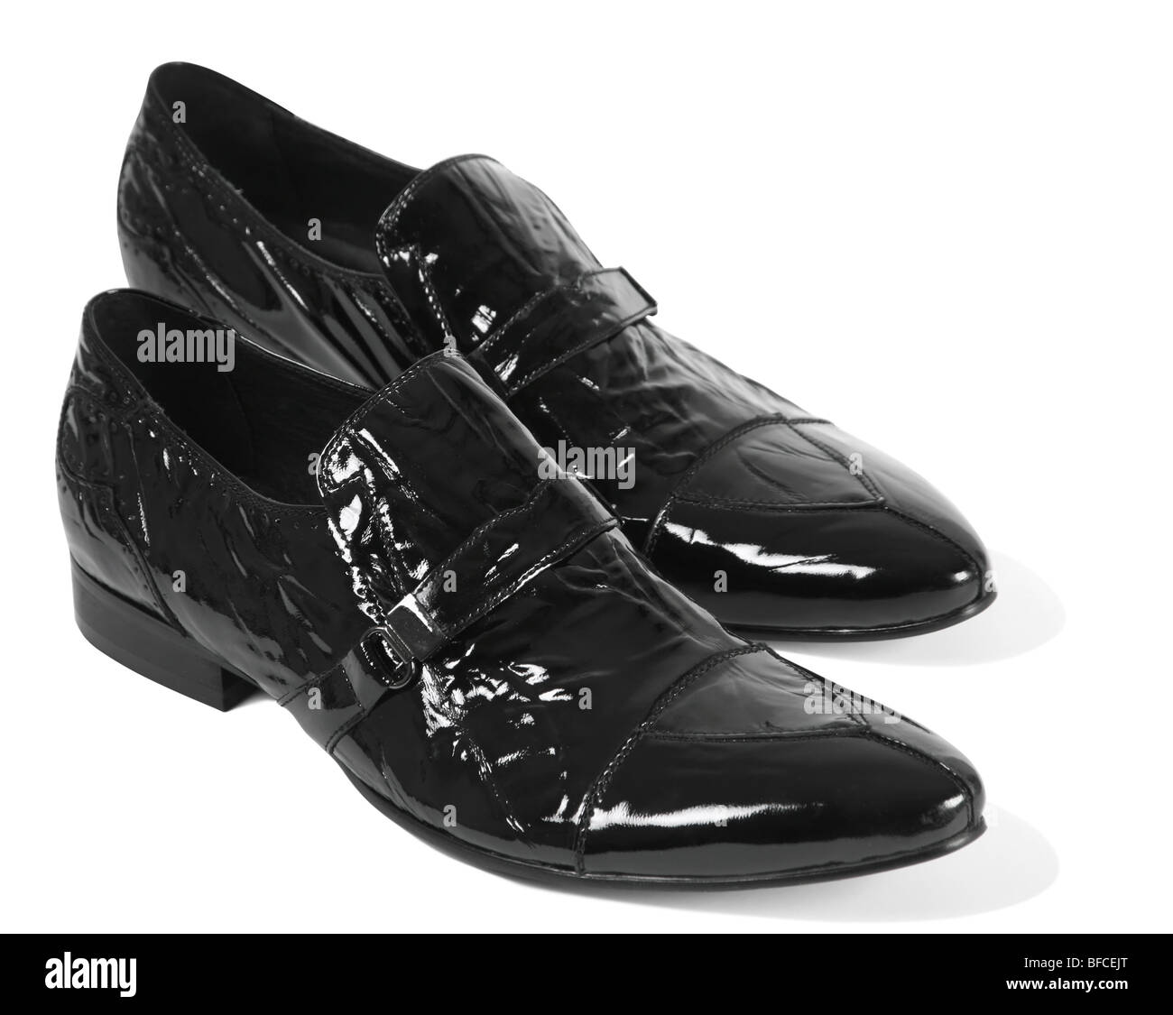 Black men shoes detail on white background Stock Photo - Alamy