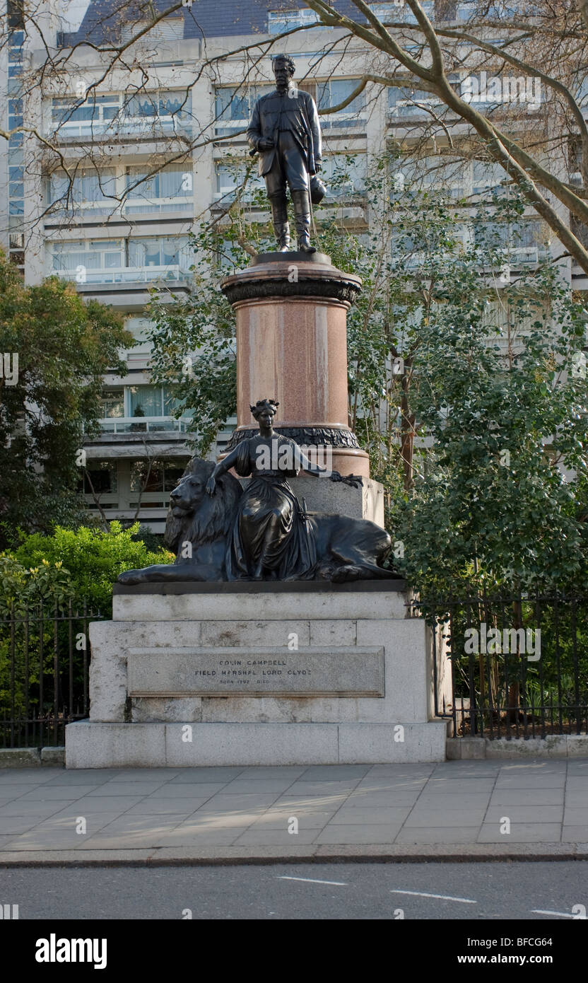 Colin Campbell,Field Marshal Lord Clyde, sculpted by Carlo Marochetti and erected in 1867 in Waterloo Place. Stock Photo