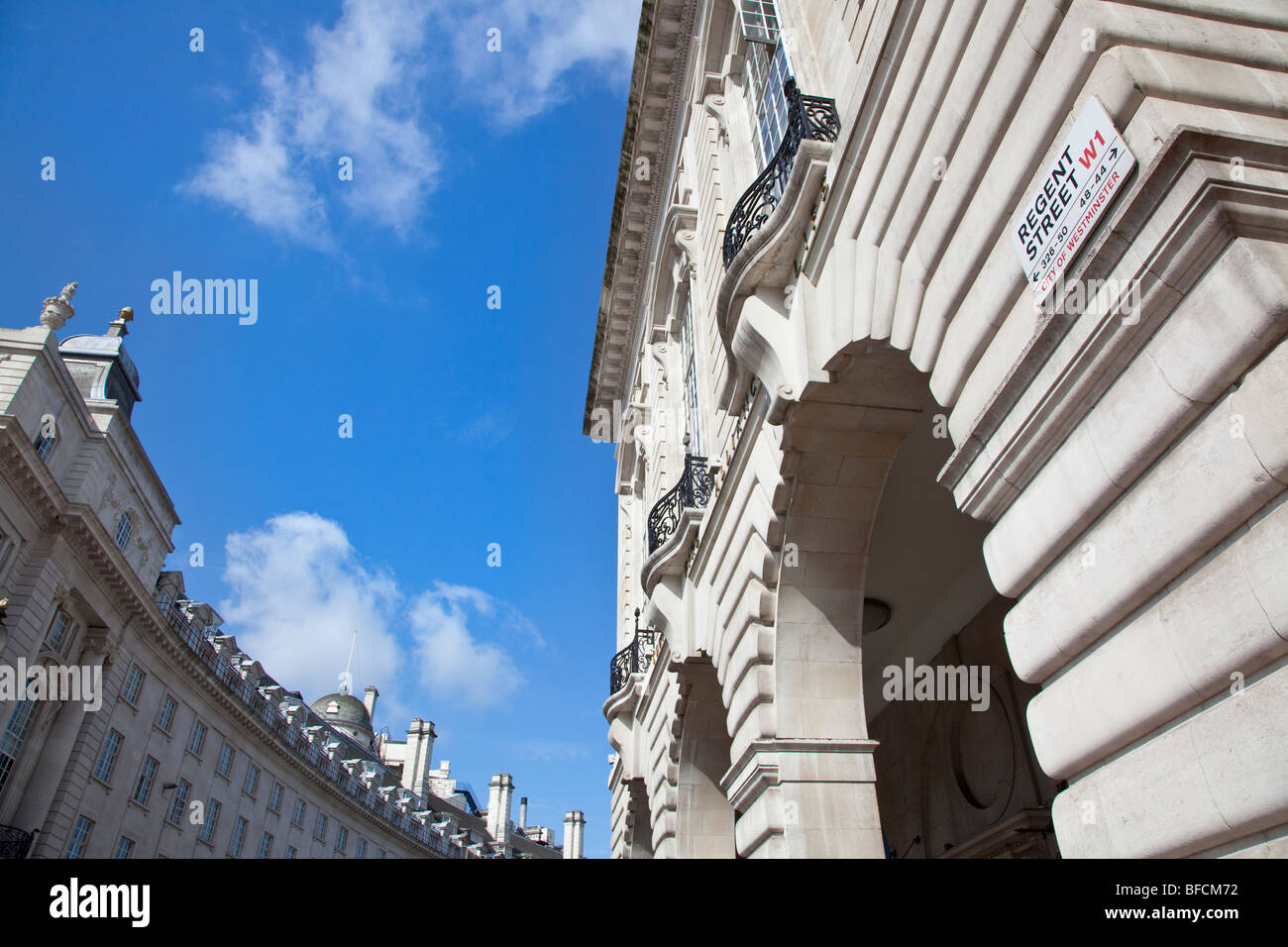 Regent street London Sign and buildings Stock Photo
