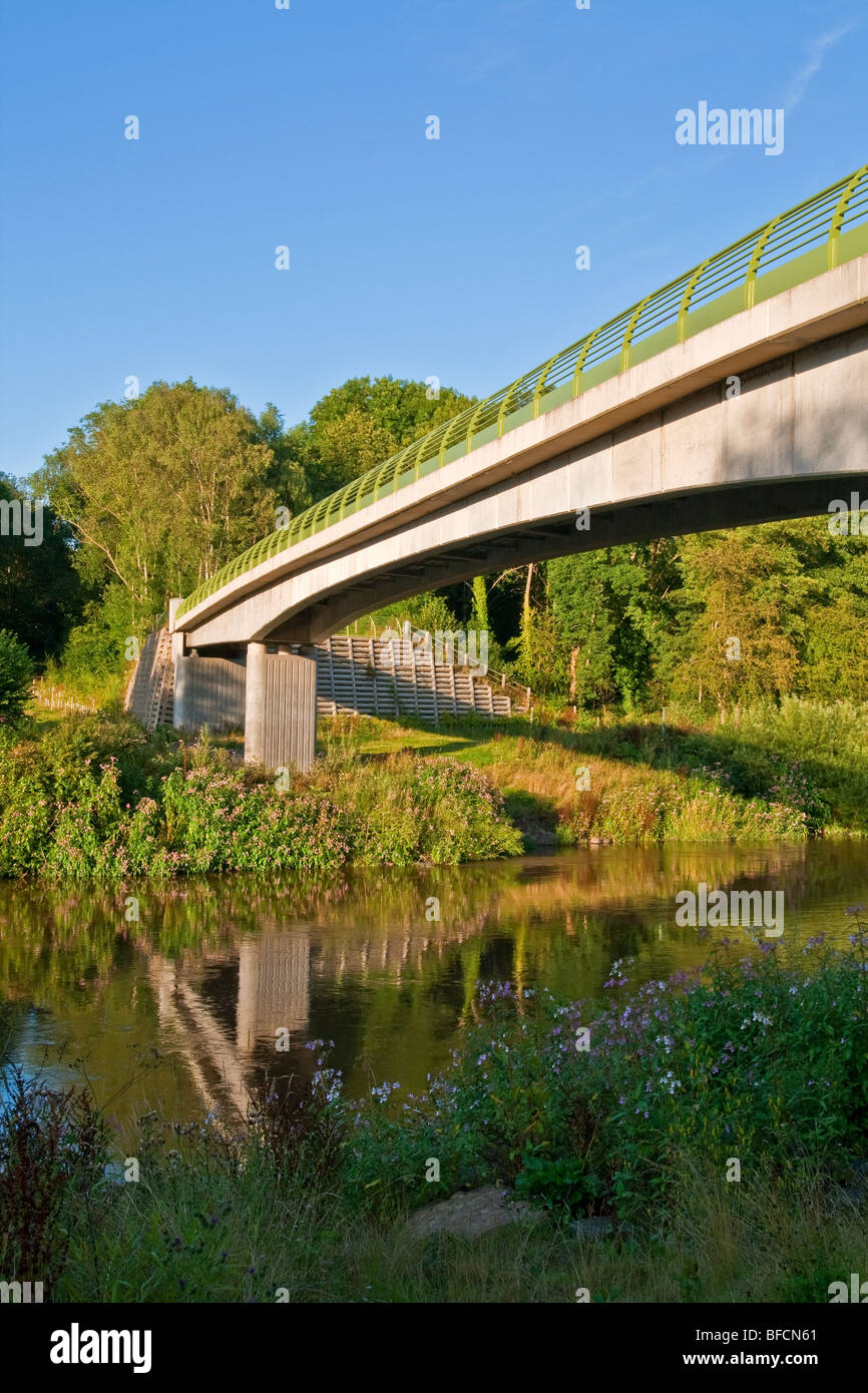 Footbridge over the River Severn at Severn Valley Country Park, Highley, Shropshire, England
