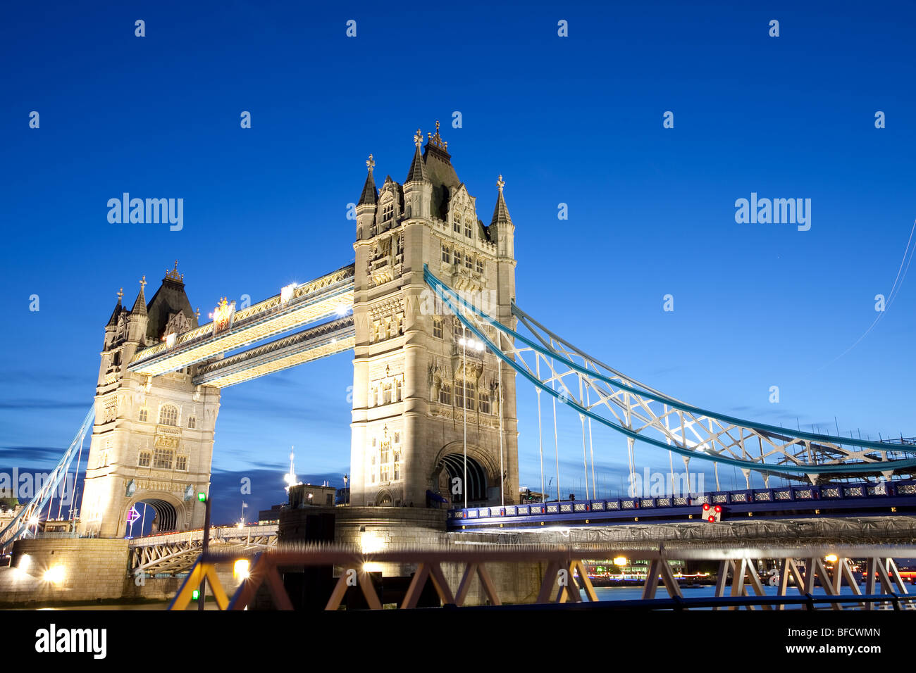 Night shot of Tower Bridge Stock Photo
