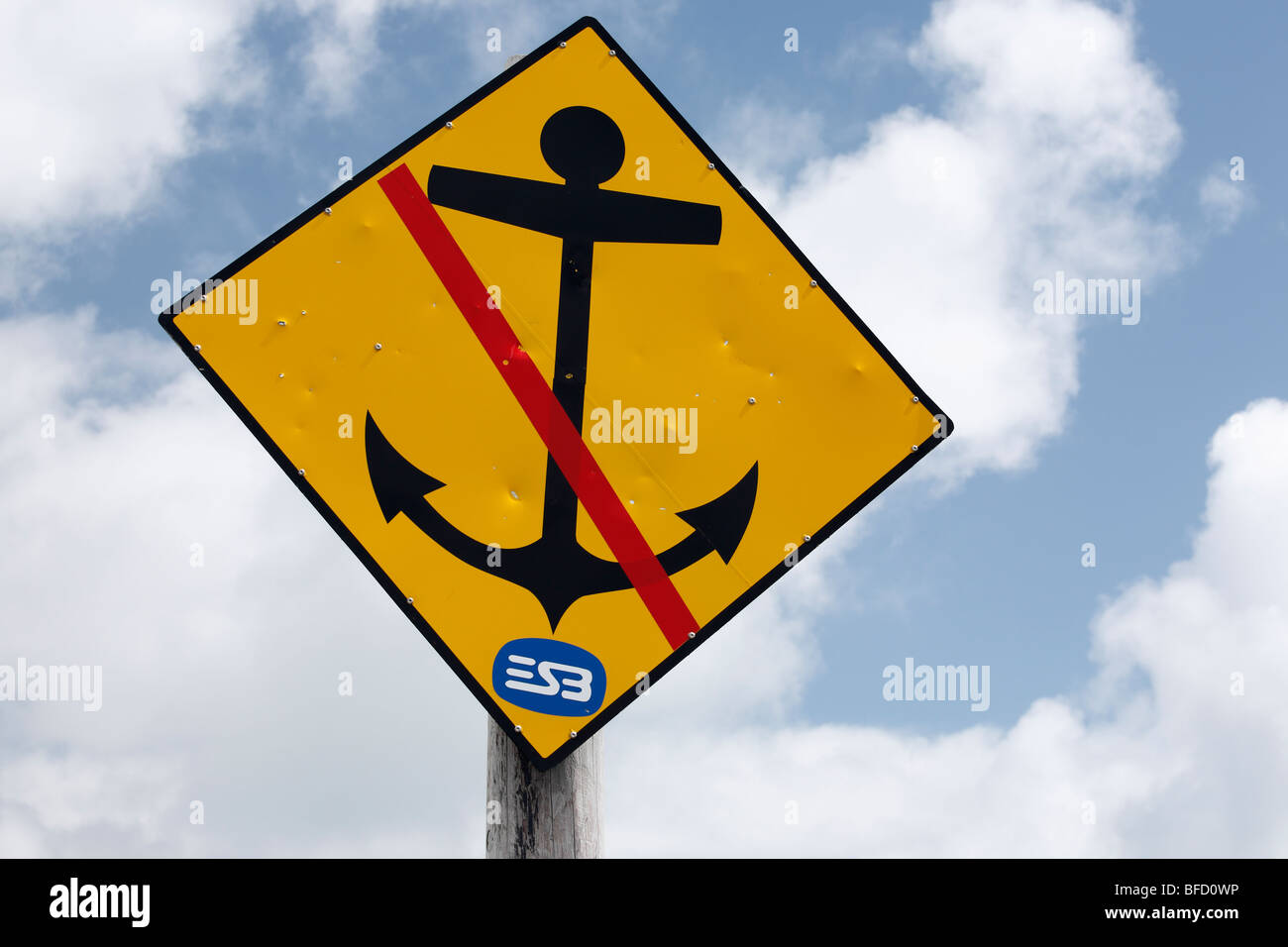 anchoring forbidden sign Stock Photo