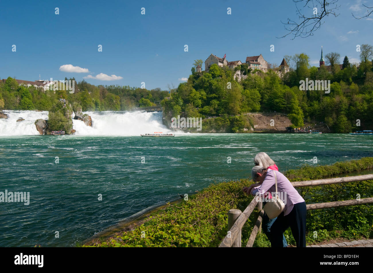 Tourists visiting the Rhine Falls (Rheinfalls) near Zurich Stock Photo -  Alamy