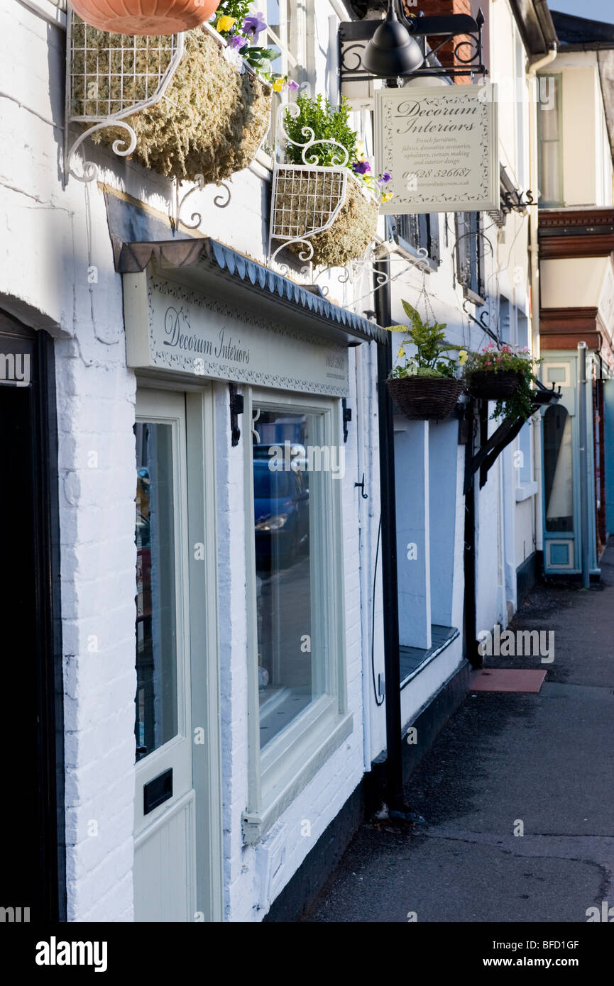 traditional small local shops, houses and buildings in Cookham high street Berkshire UK Stock Photo