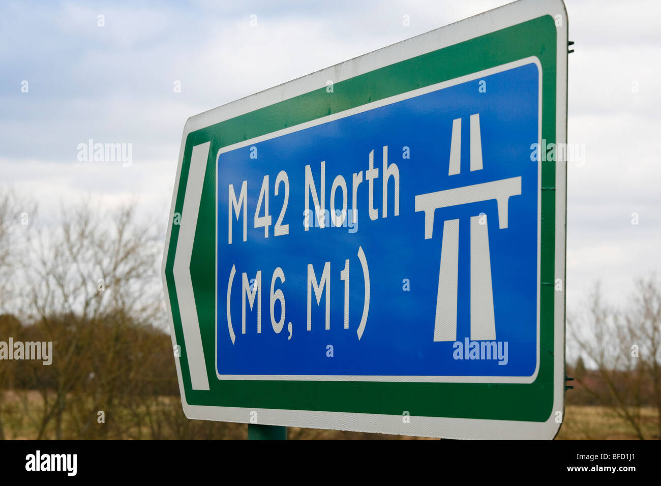 M42 Motorway sign, Shirley, Birmingham, West Midlands, Stock Photo