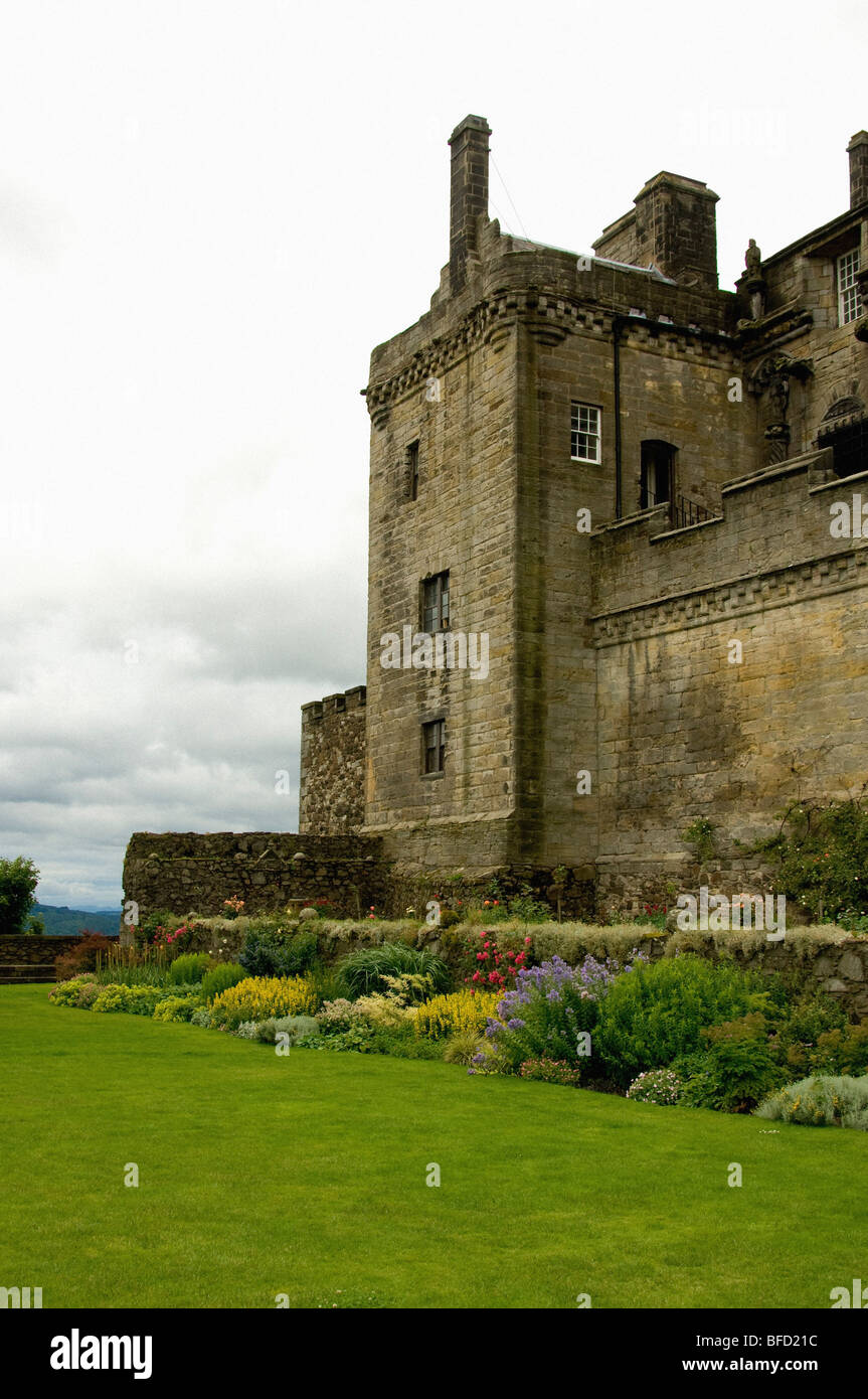 Bowling Green garden with Stirling Castle in background. Sterling. Scotland. Stock Photo