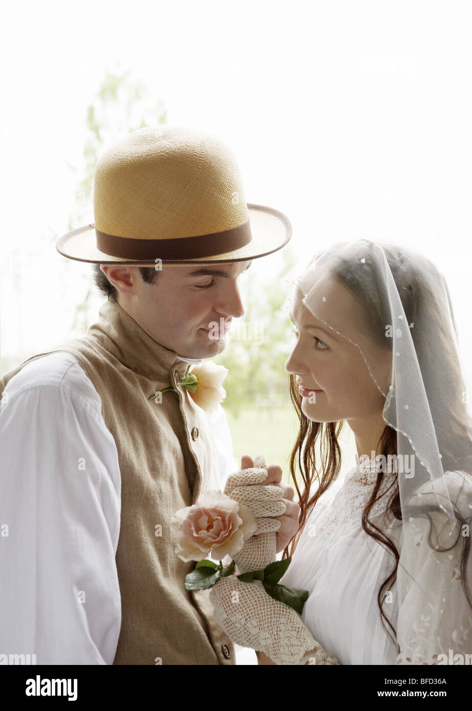 Bridal couple smiling Stock Photo - Alamy