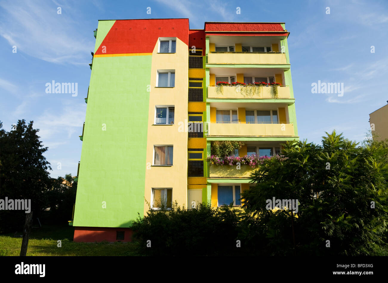 Polish residential housing blocks in the town of Kedzierzyn-Kozle. Poland. Stock Photo