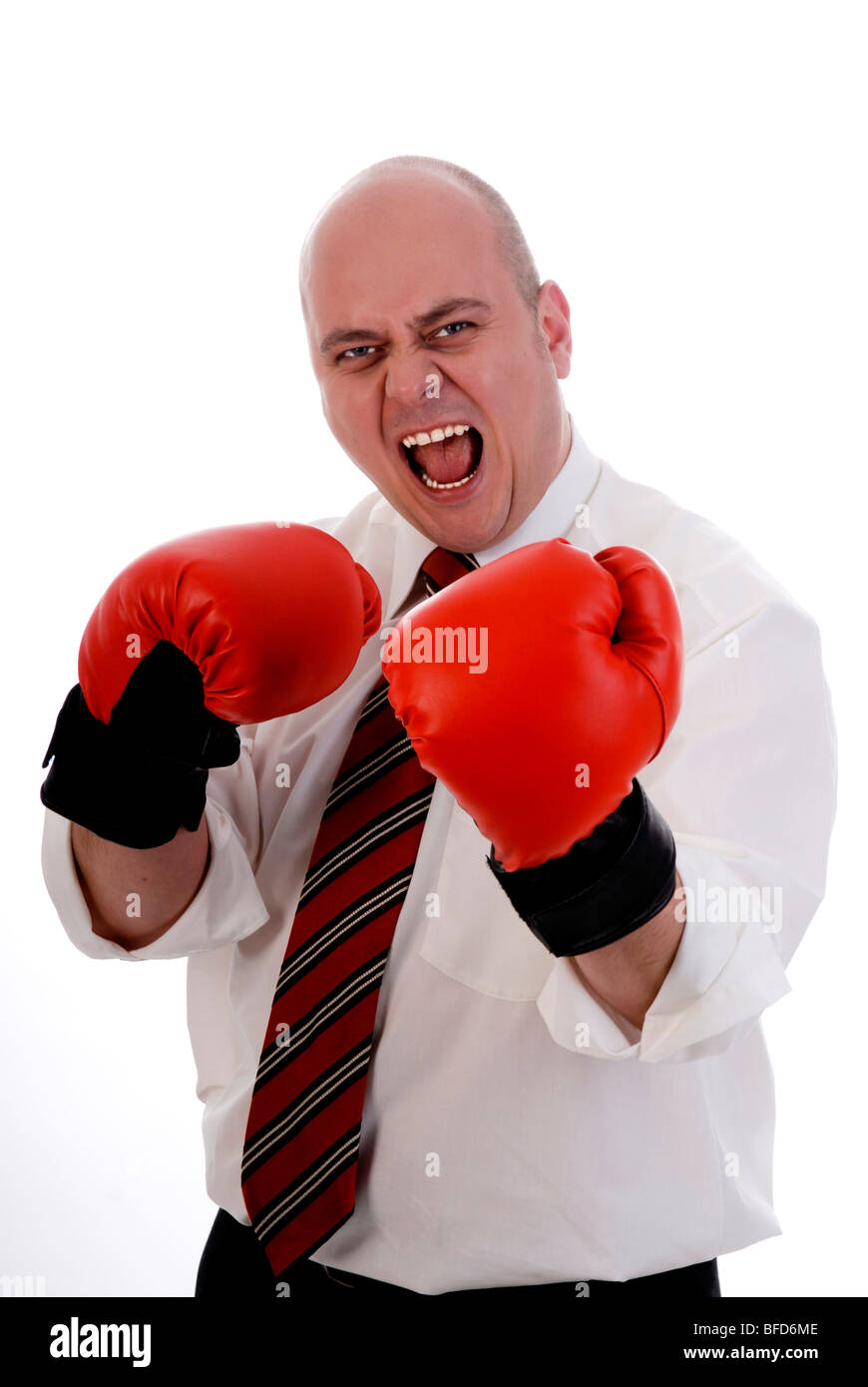 Businessman dishes it out Stock Photo