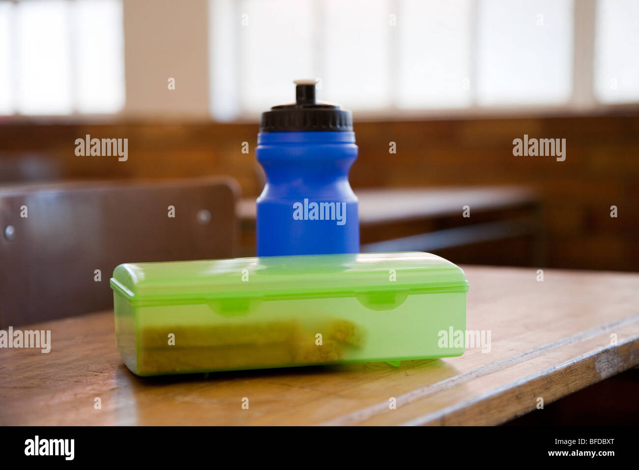 School lunch box with juice Stock Photo Alamy