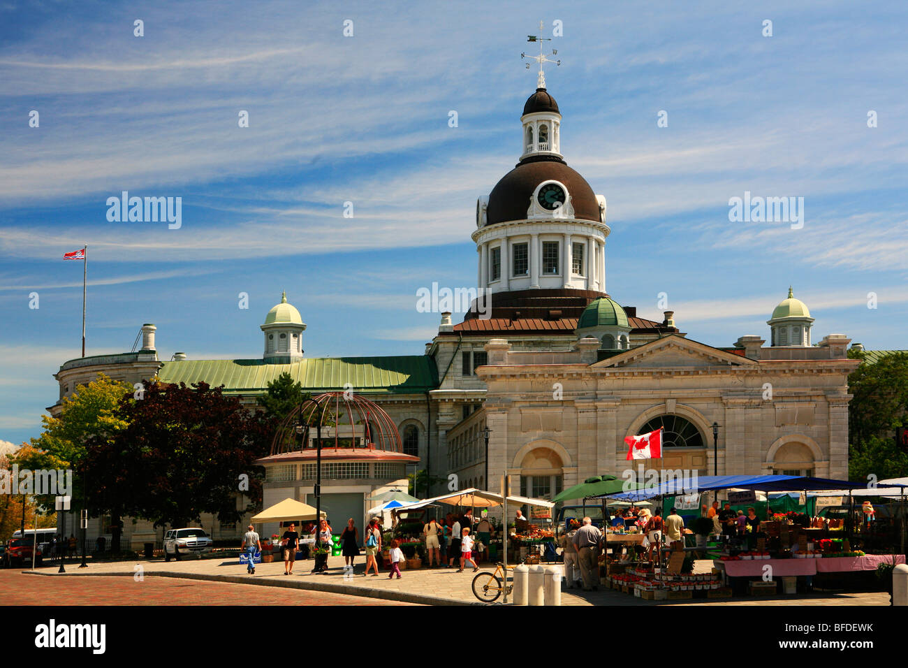 Sunday market and City Hall, Kingston, Ontario, Canada Stock Photo