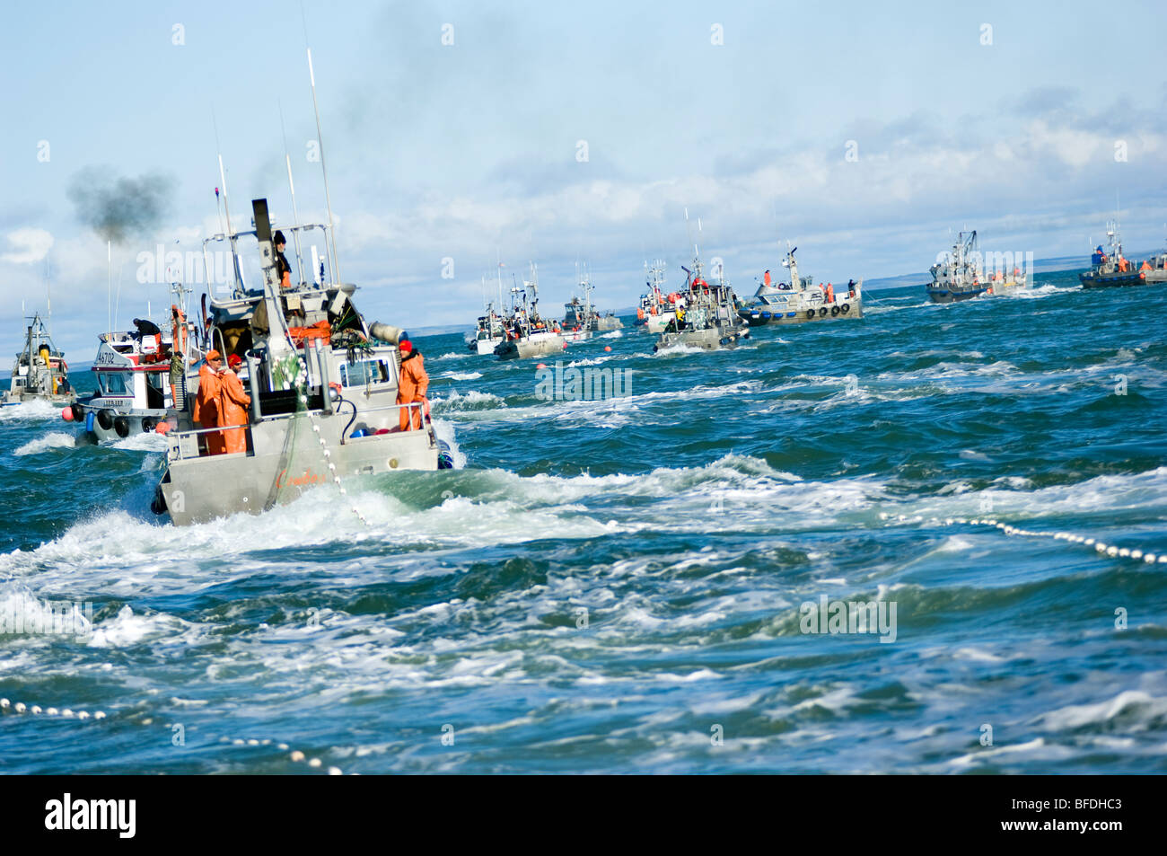 fishing boats 'fishing the line', Bristol Bay, Alaska Stock