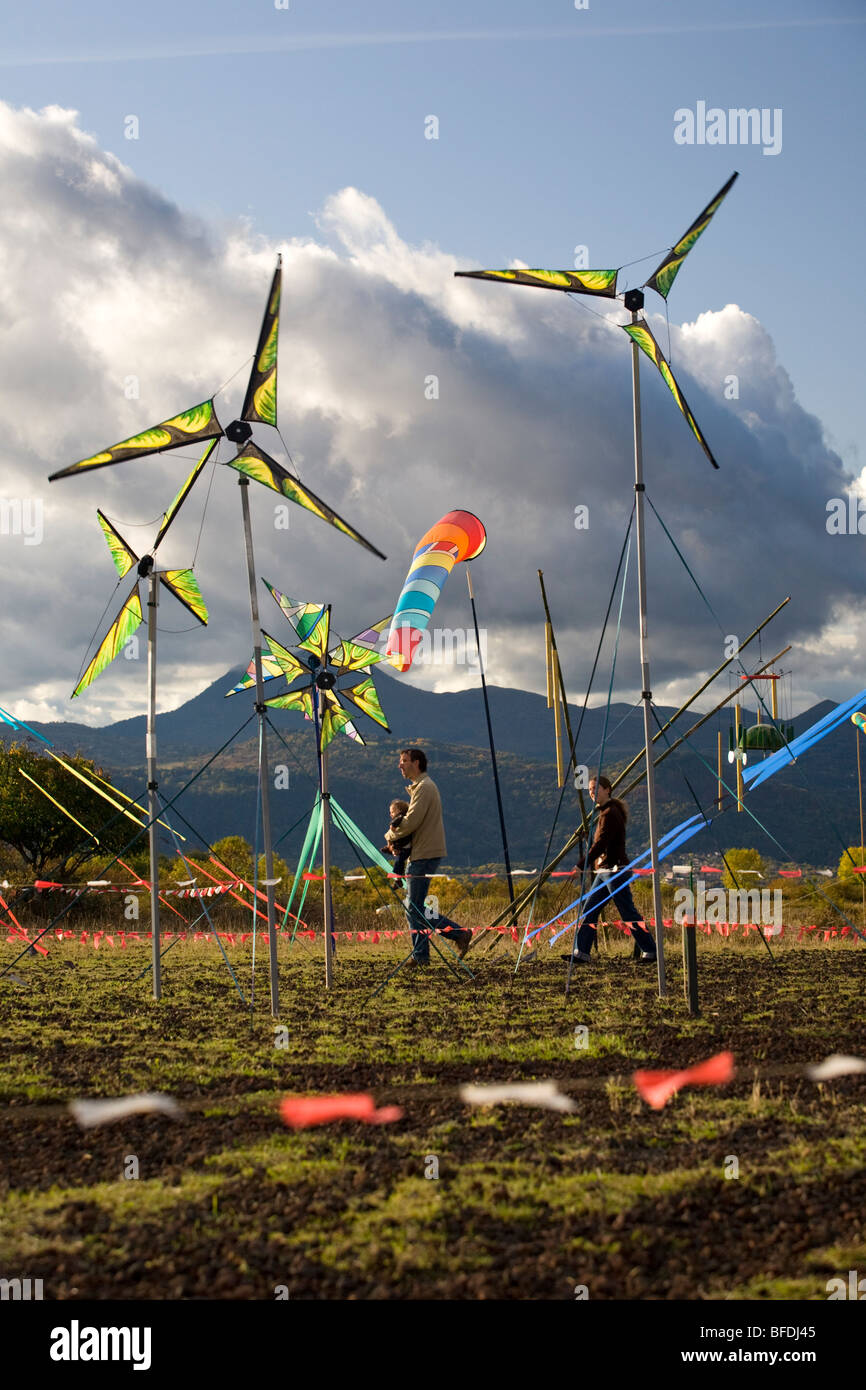 Michel Trouillet's decorative and playful wind objects. Objets éoliens décoratifs et ludiques conçus par Michel Trouillet. Stock Photo