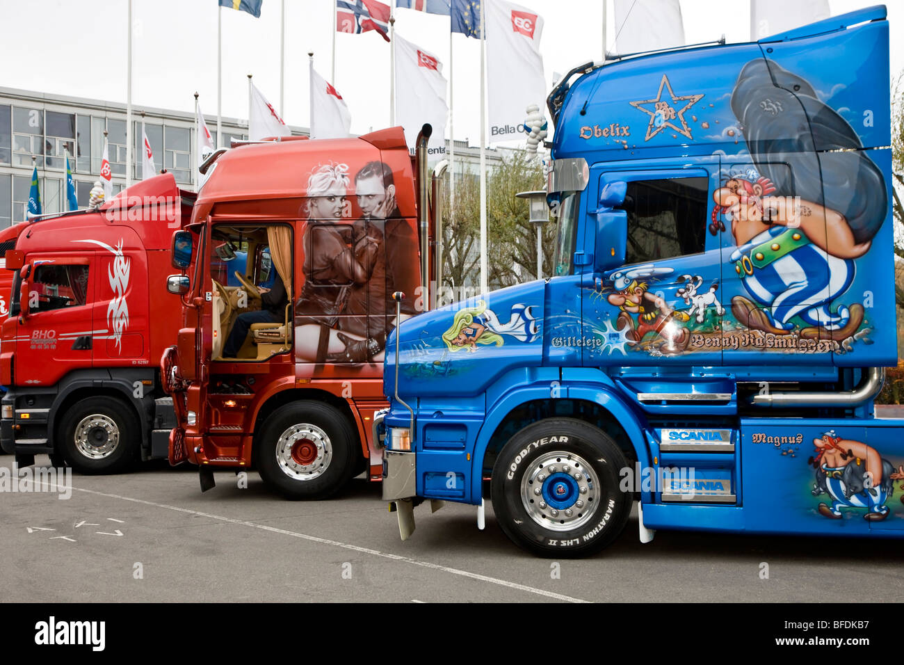Custom painted trucks at Scandinavian Custom Show in Bella Centret Copenhagen Stock Photo