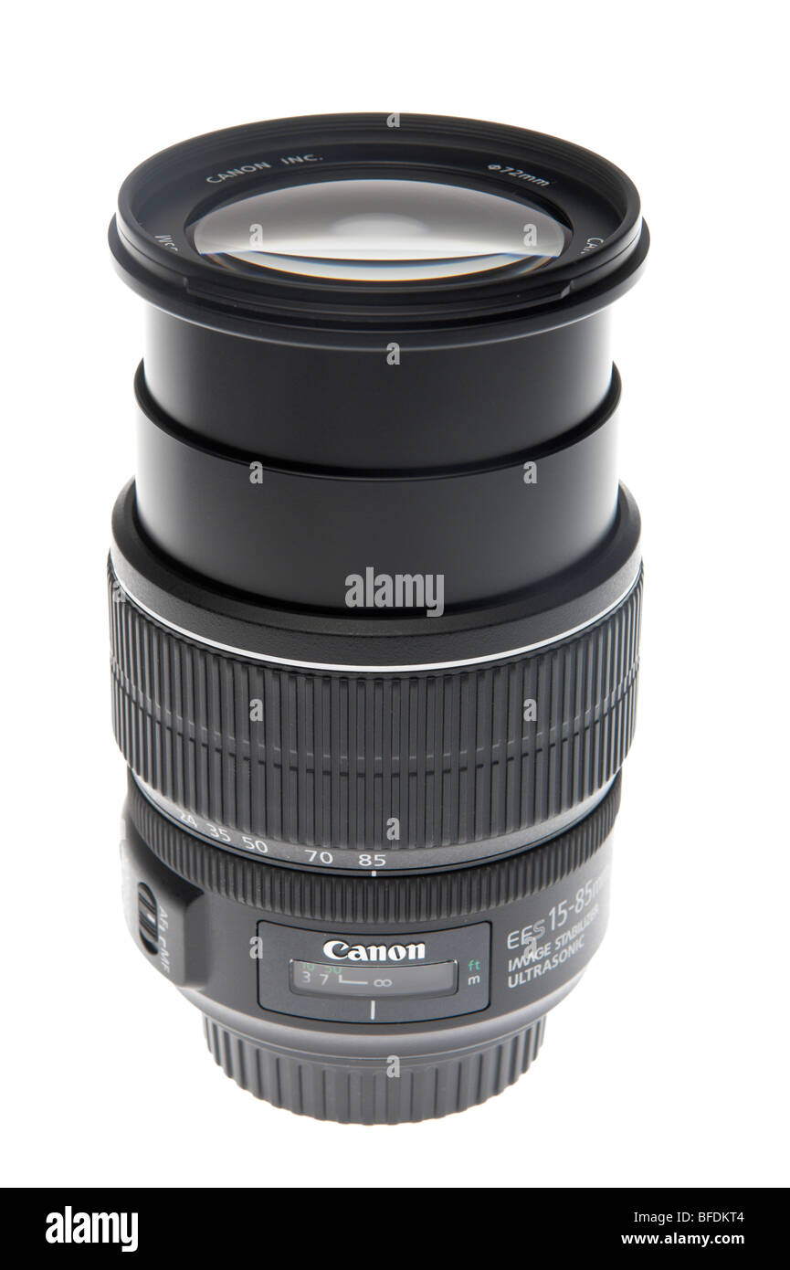 Canon EF-S zoom lens 15-85mm f/3.5-5.6 IS Stock Photo