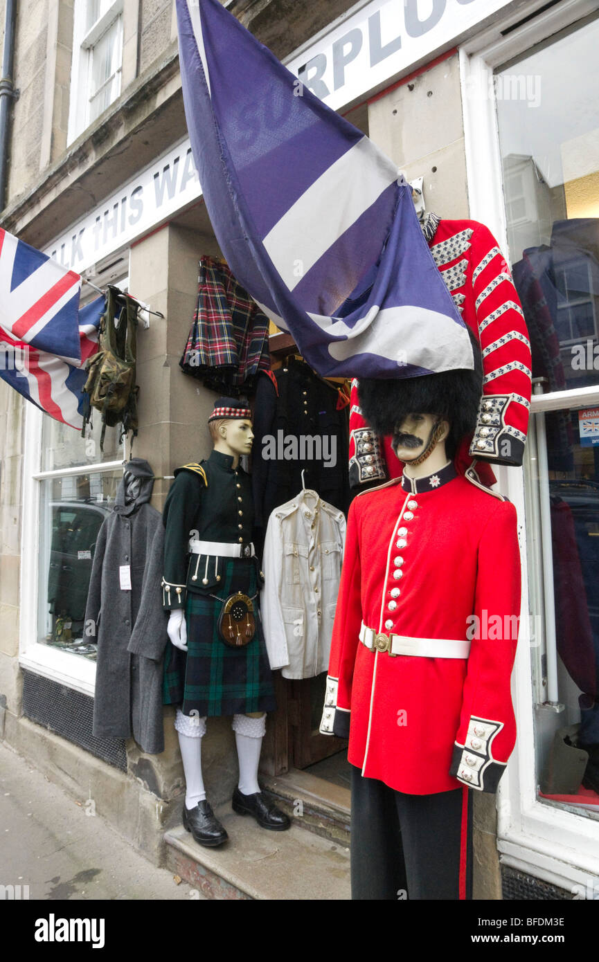 Walk This Way army surplus and military clothing shop in Coldstream Berwickshire Scotland the home of the Coldstream Guards Stock Photo