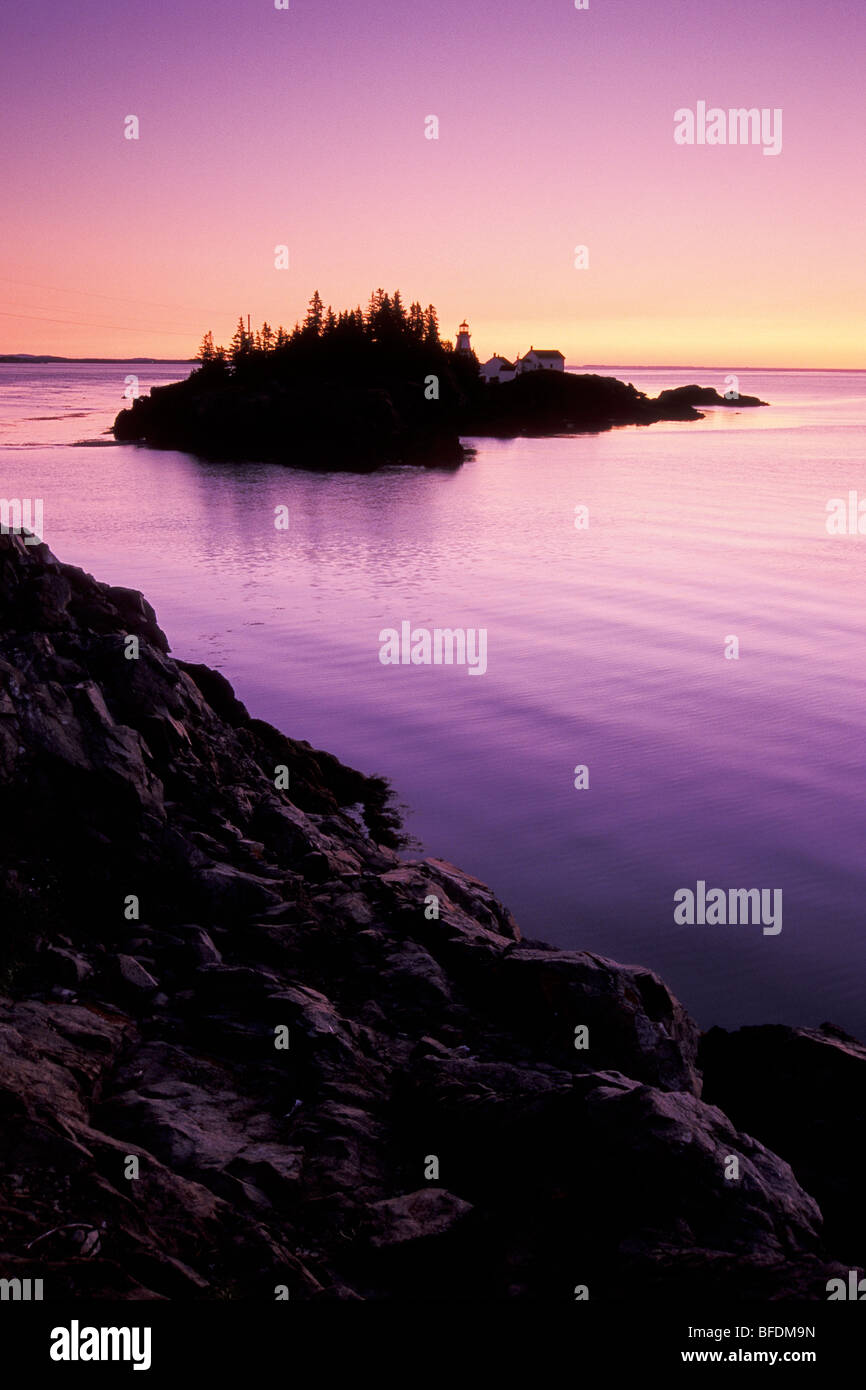 East Quoddy Lighthouse at sunrise, Campobello Island, New Brunswick, Canada Stock Photo
