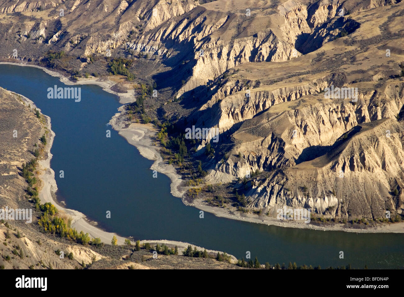 Fraser River and grasslands in British Columbia, Canada Stock Photo
