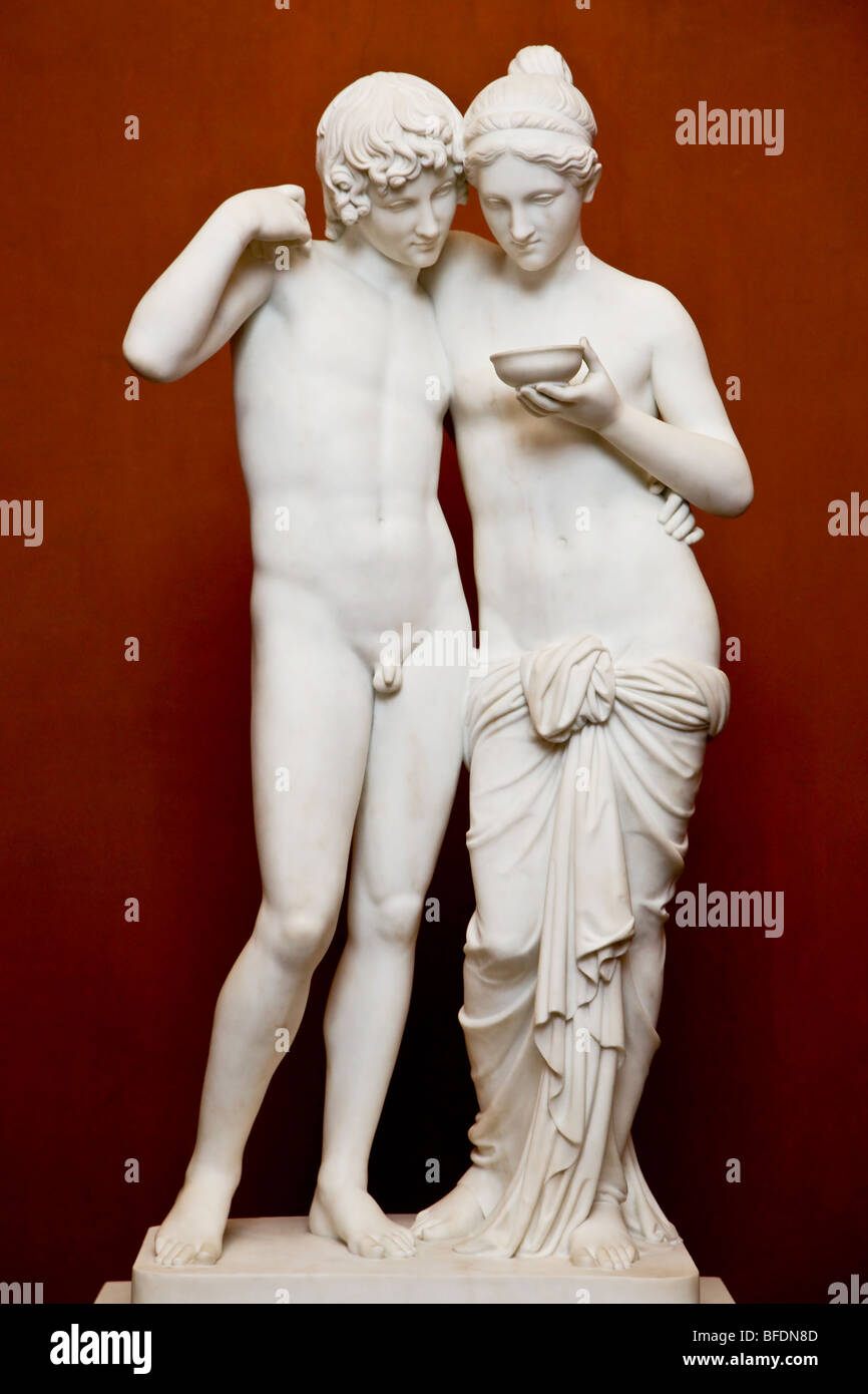 Sculpture of Cupid and Psyche at Thorvaldsens Museum in Copenhagen Denmark Stock Photo