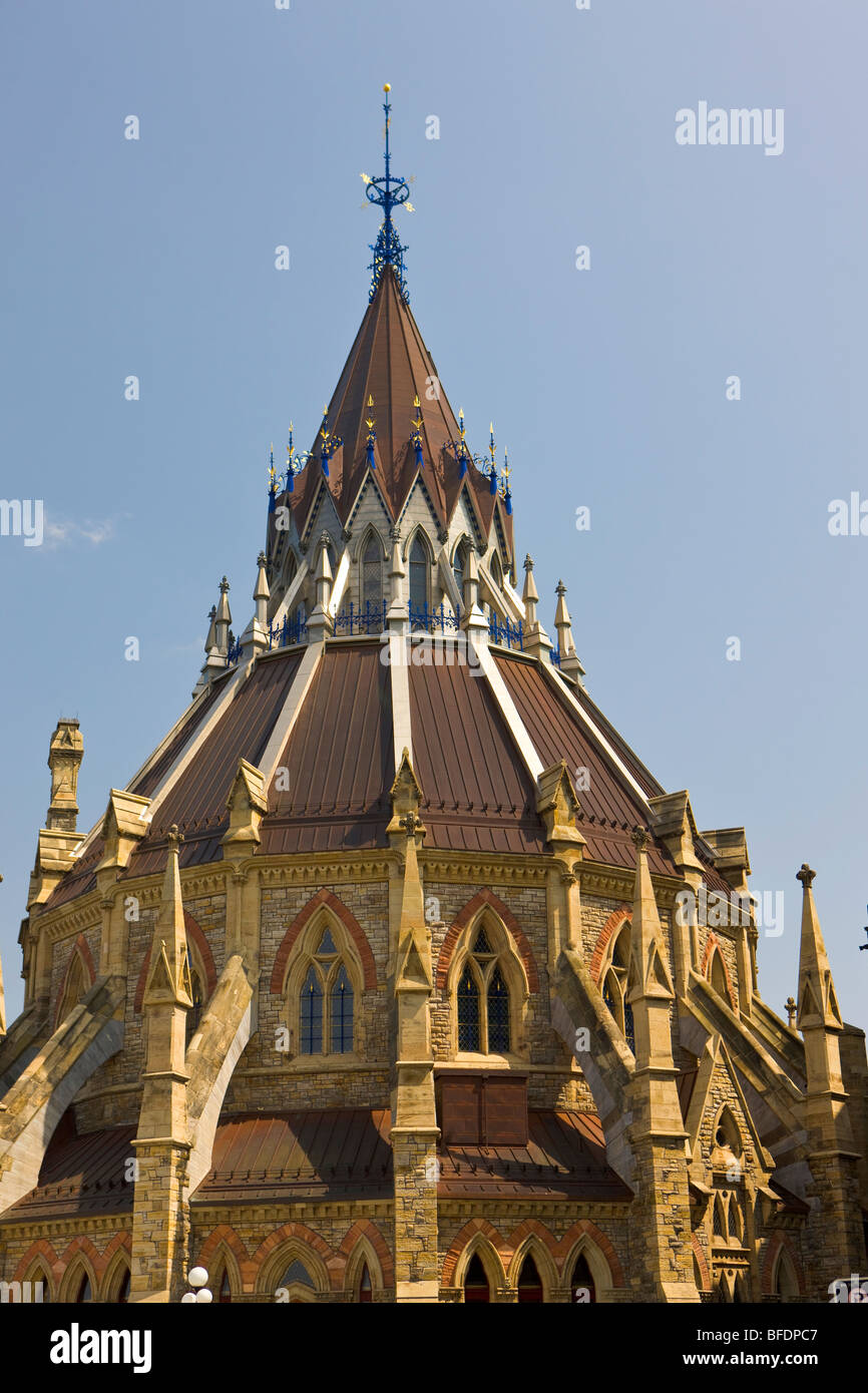 Rooftop of the Library of Parliament in the Centre Block of the Parliament Buildings, City of Ottawa, Ontario, Canada Stock Photo