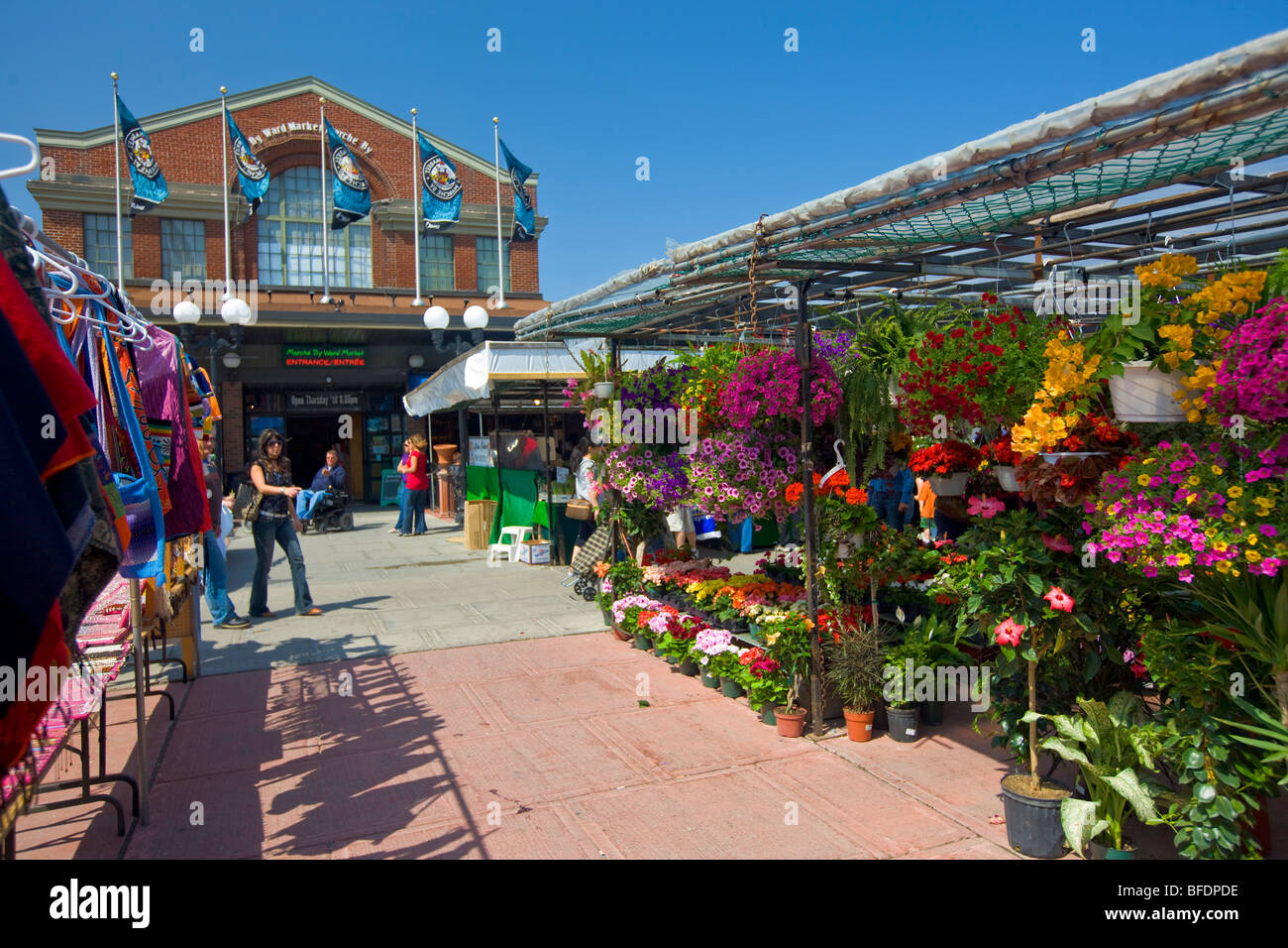 Outdoor flower market at the ByWard Market, Ottawa, Ontario, Canada Stock Photo