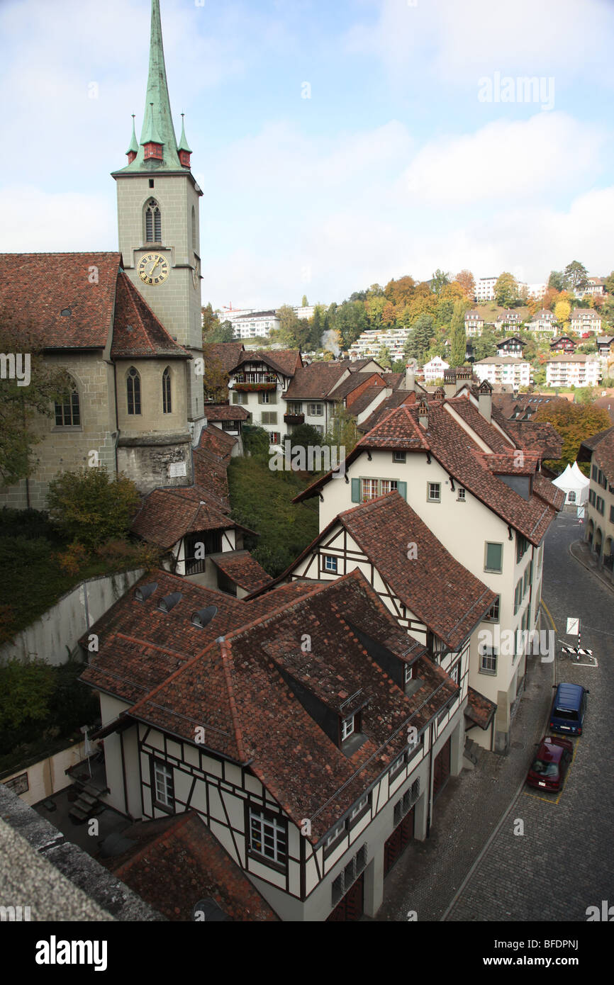 Nydeck, site of 1260 castle where the medieval town of Bern grew up Stock Photo