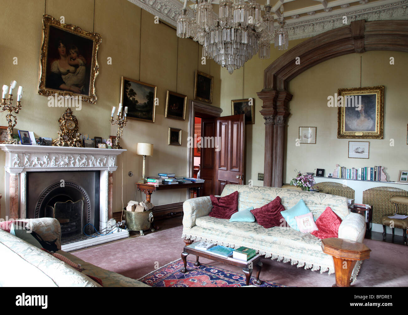 Hilton Park drawing room, Irish stately home of the Madden family, Co. Monaghan Stock Photo