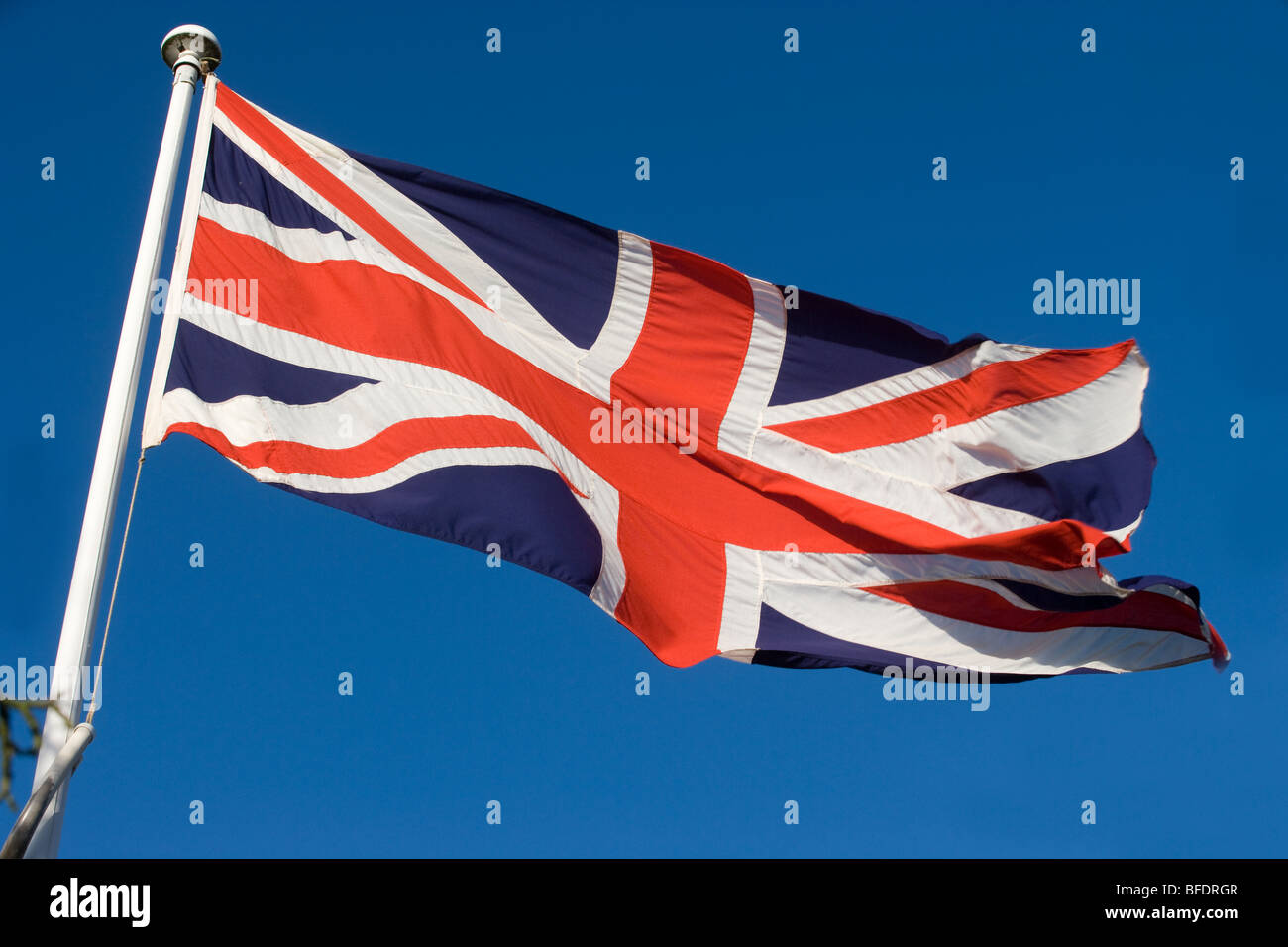 Union Jack Flag Flying on Remembrance Day Stock Photo