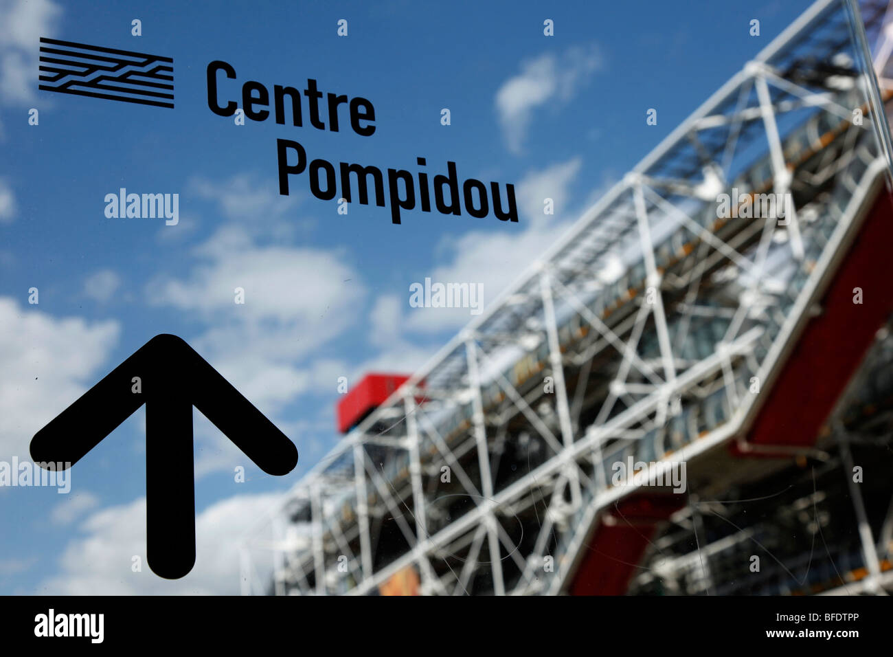 A sign in front of the Centre Georges Pompidou , Paris, France. Stock Photo