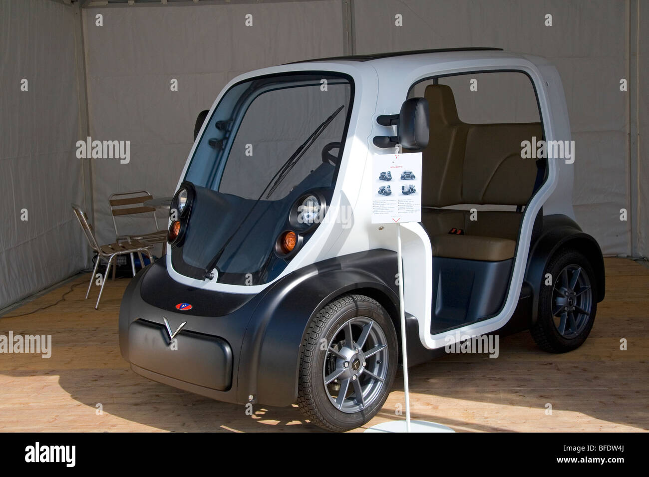 Electric concept car public exhibition in front of the Hotel de Ville in Paris, France. Stock Photo