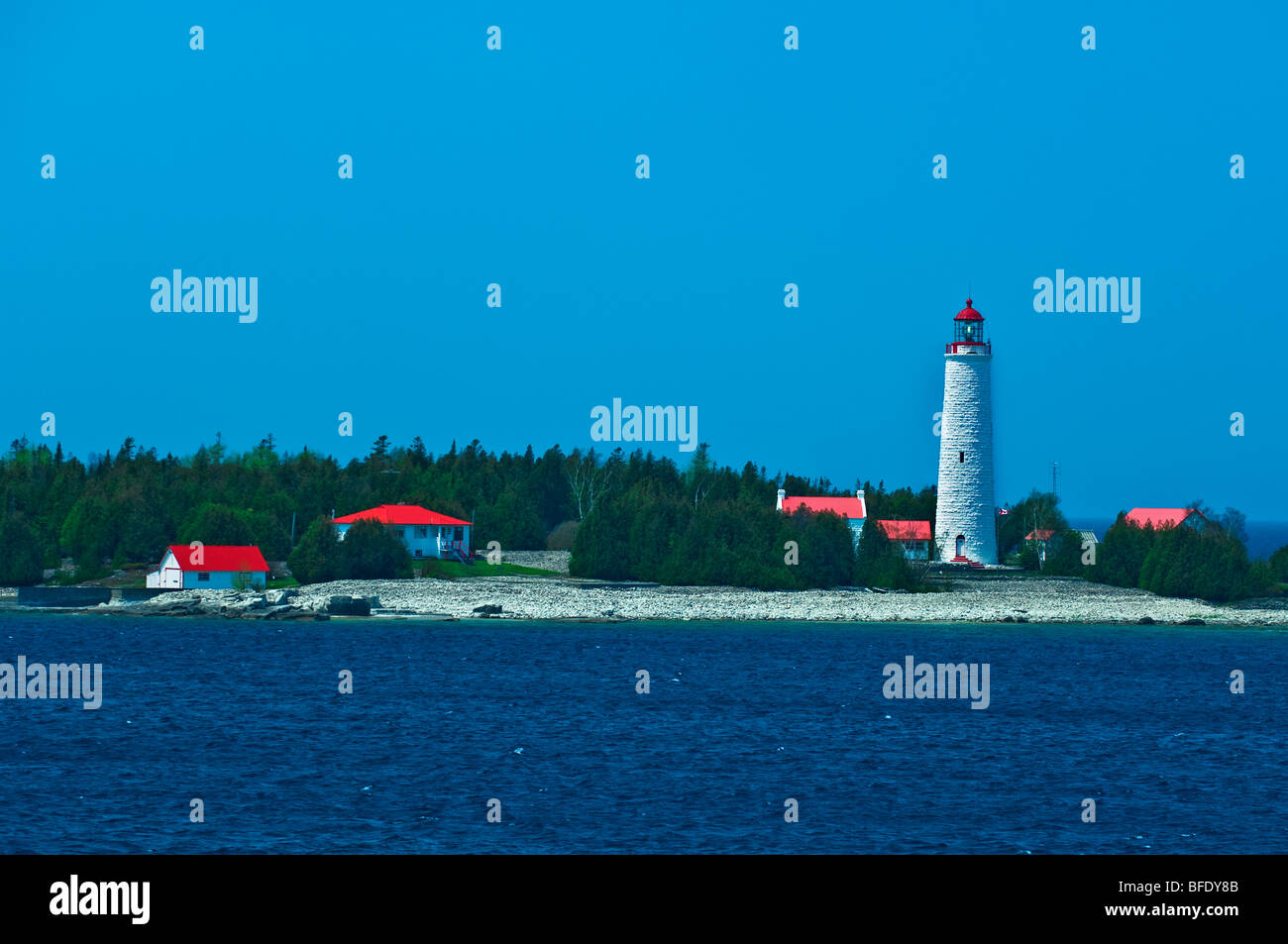 Light station on Georgian Bay, Cove Island, Fathom Five National Marine Park, Ontario, Canada Stock Photo