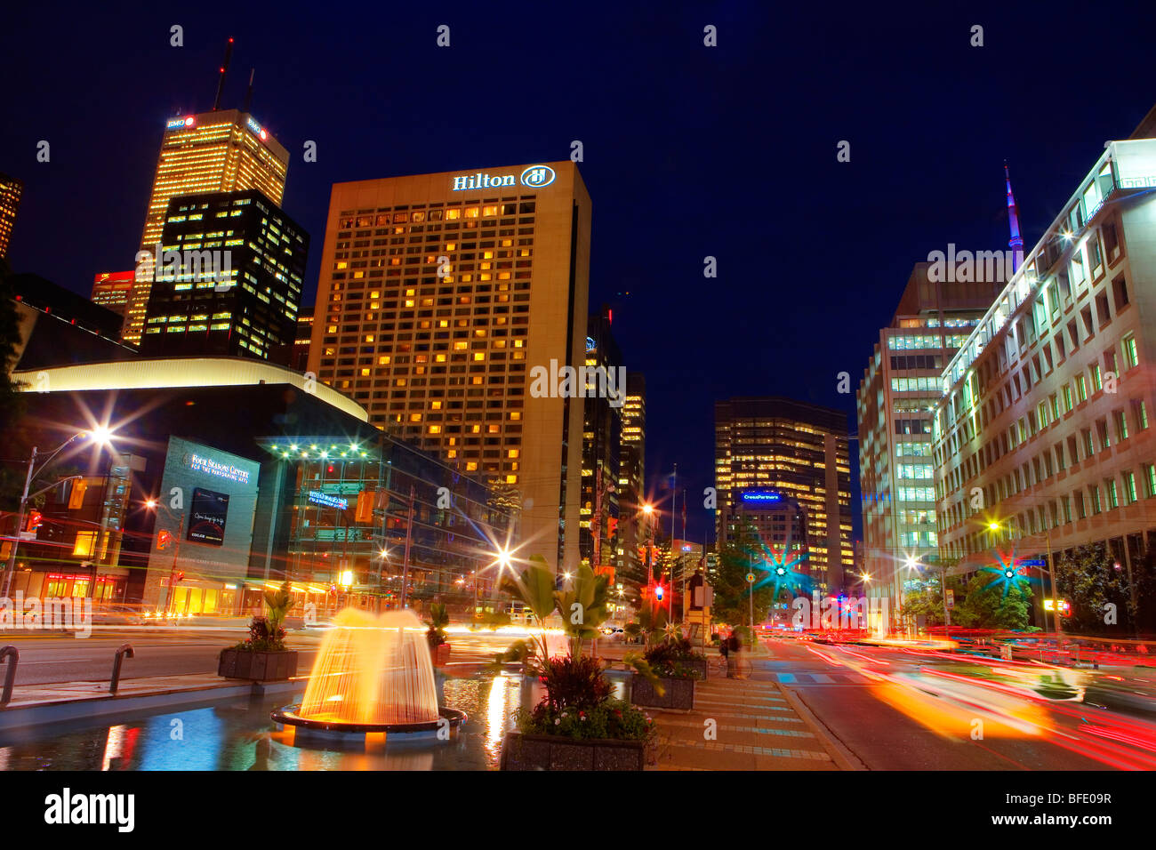 University Avenue at night, Toronto, Ontario, Canada Stock Photo