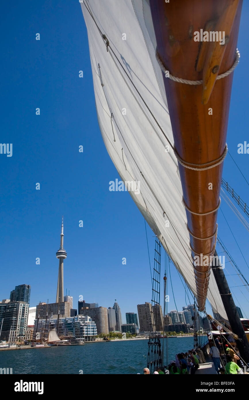 Toronto skyline from Tall Ship Kajama, Toronto, Ontario, Canada Stock Photo