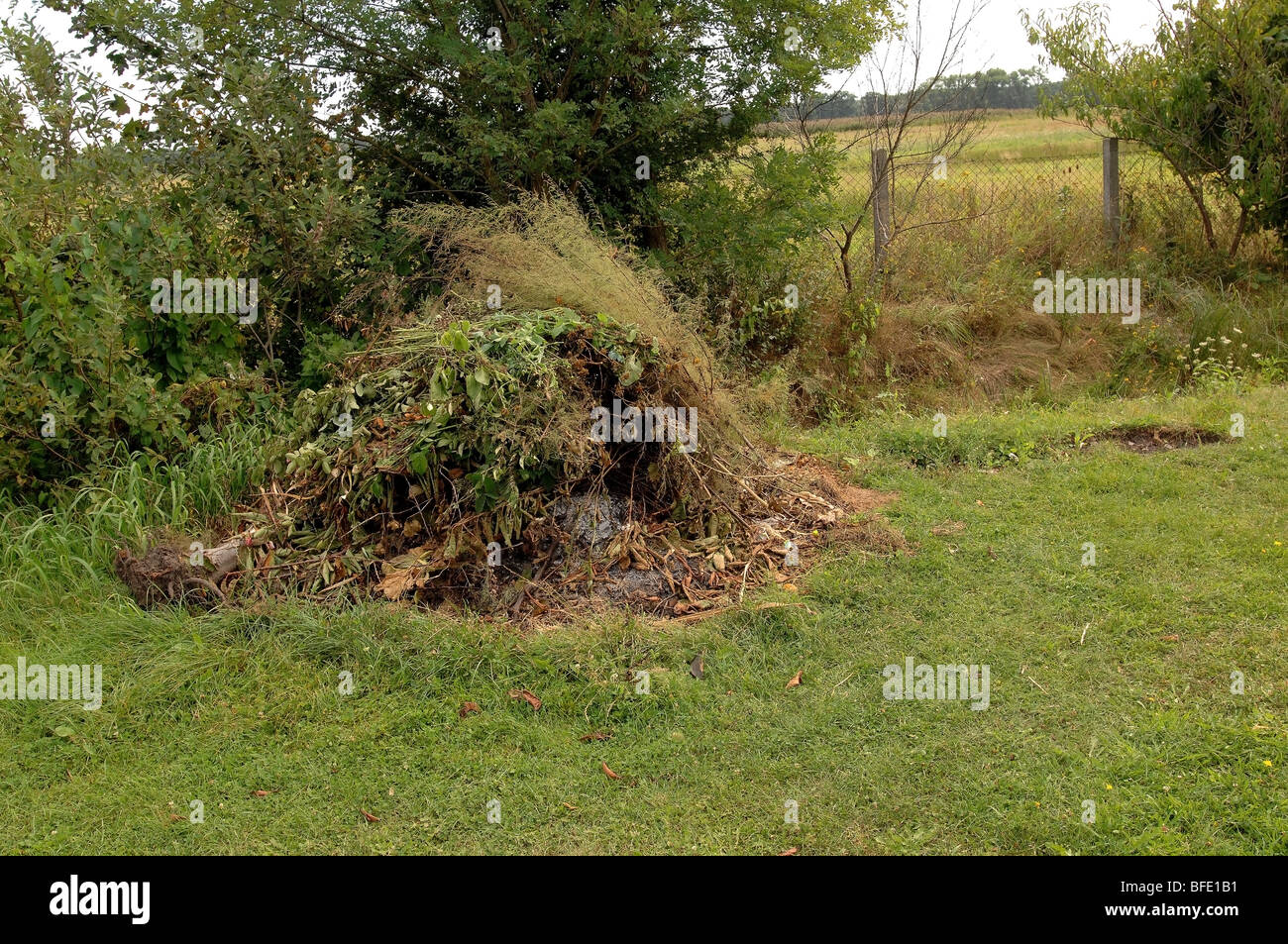Compost pile / burning garden waste Stock Photo Alamy