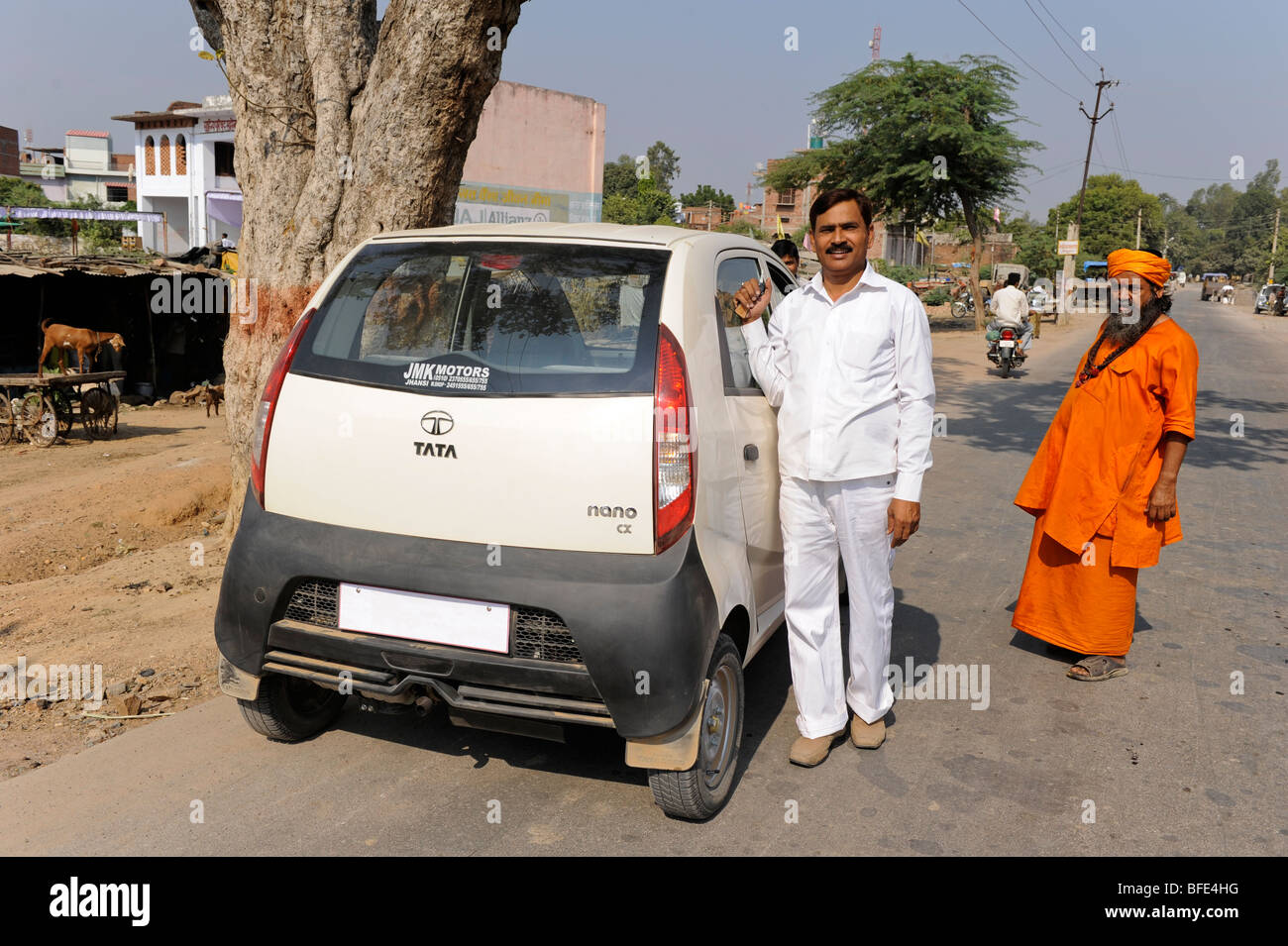 South Asia, India, Banda, U.P. , mini car TATA Nano of indian car manufacturer TATA Motors Stock Photo