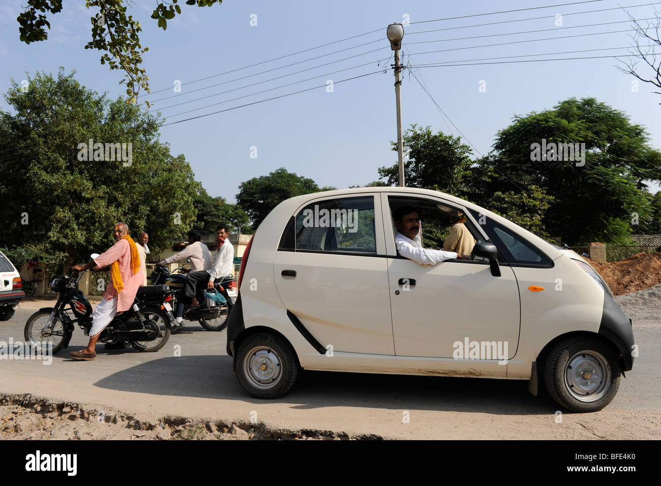 South Asia, India, Banda, U.P. , mini car TATA Nano of indian car manufacturer TATA Motors Stock Photo