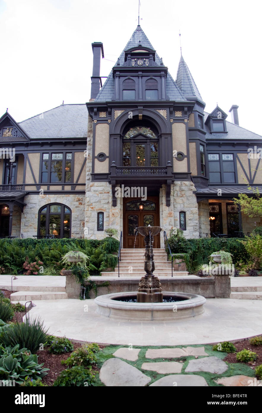 Front entrance to the Beringer Mansion located in the Napa Valley of