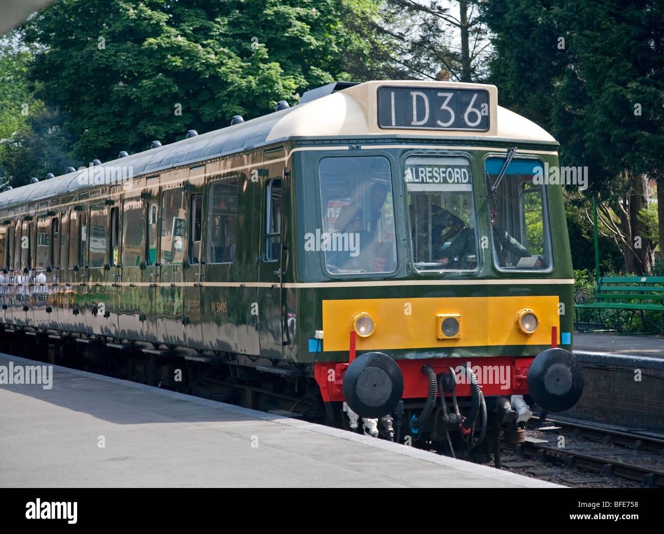 Train on the Watercress Line, Alresford Station, Hampshire, England Stock Photo