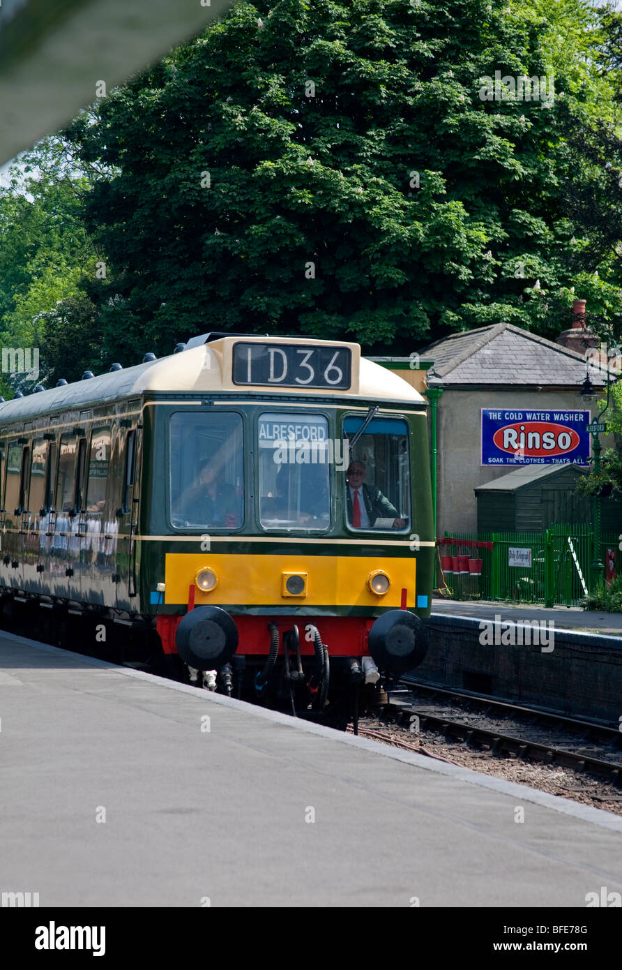 Train on the Watercress Line, Alresford Station, Hampshire, England Stock Photo