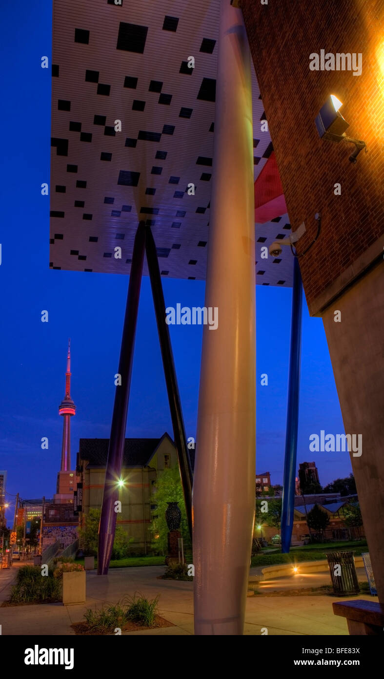 Unique architectural design of the Ontario College of Art and Design at dusk, Toronto, Ontario, Canada Stock Photo