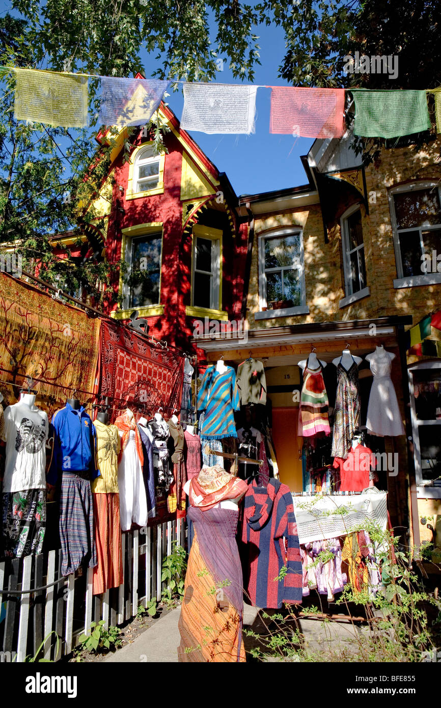 Outdoor display of clothing store, Kensington Market district, Toronto, Ontario, Canada Stock Photo