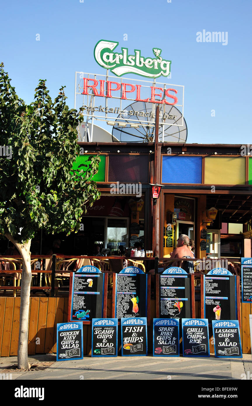 Ripples Snack Bar, Cavo Greco Street, Protaras, Famagusta District, Cyprus Stock Photo