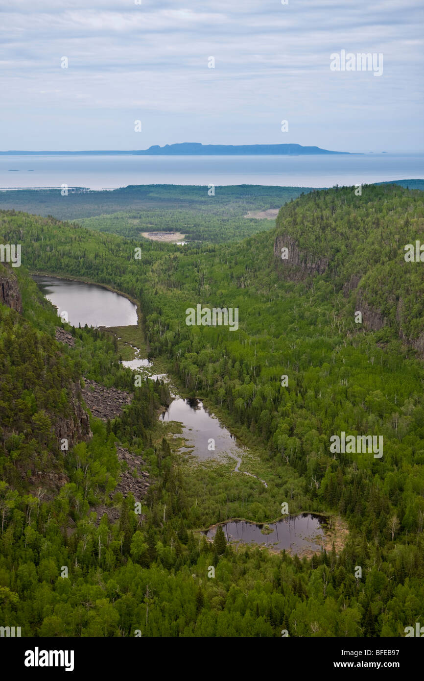 Aerial view of a canyon, Sleeping Giant Provincial Park, Thunder Bay, Lake Superior, Ontario, Canada Stock Photo